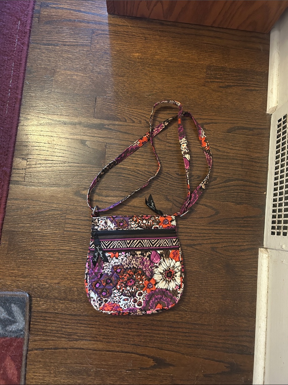 Vera Bradley Quilted Floral Crossbody in Purple, Orange and White